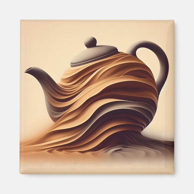 Íman Bule de Chá Zen Minimalista Abstrato Fluido (Frente)