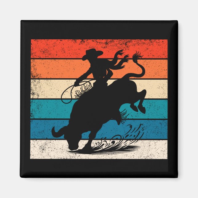 Íman Bull Rodeo Bull Riders Western Ranch Retro (Frente)