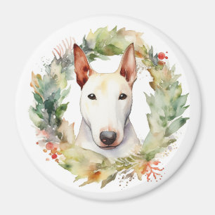 Íman Bull Terrier Christmas Wreath Festivo Pup