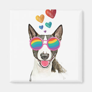 Íman Bull Terrier Dog com Dia de os namorados de coraçã