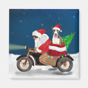 Íman Bull Terrier Dog Natal Papai Noel