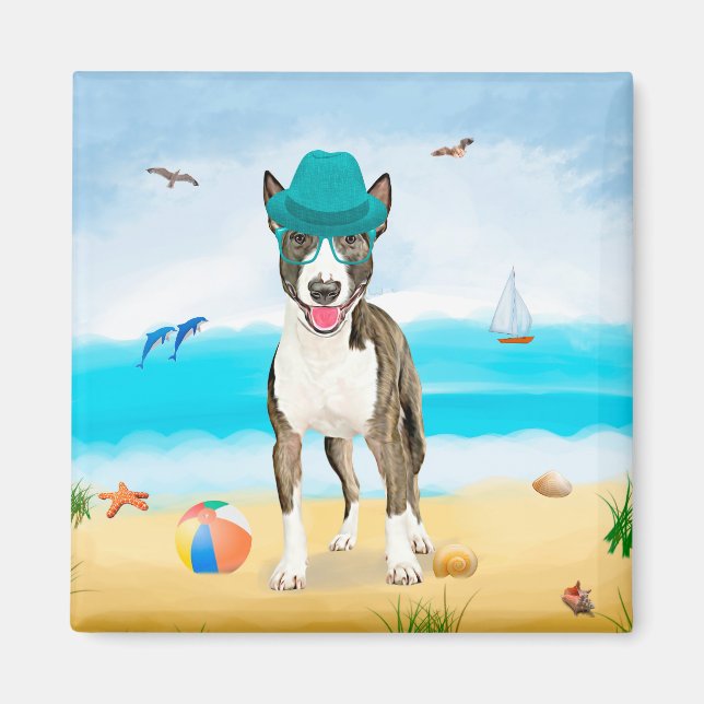 Íman Bull Terrier no Beach (Frente)