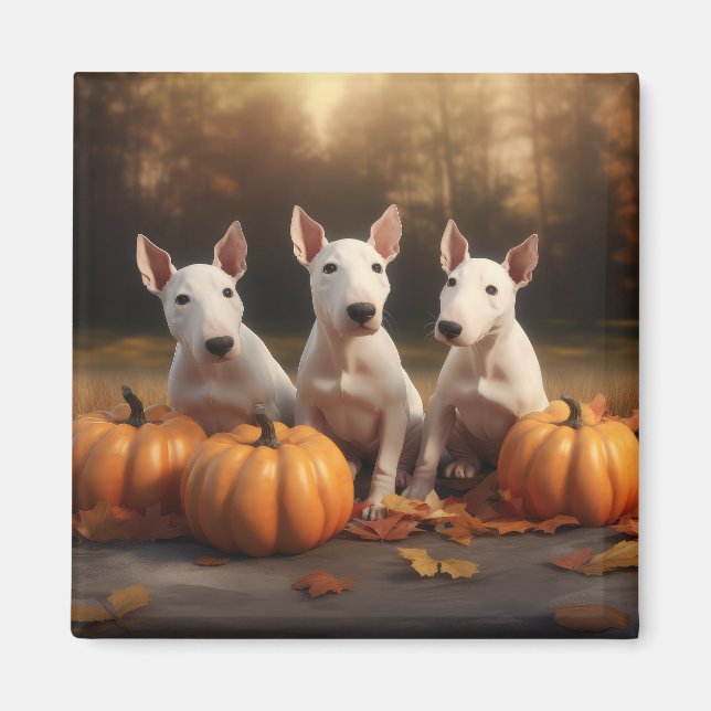 Íman Bull Terrier Puppy Autumn Delight Pumpkin (Frente)