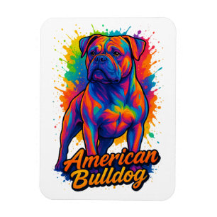 Íman Bulldog Americano de pop Art - Cão Neon Vibrante