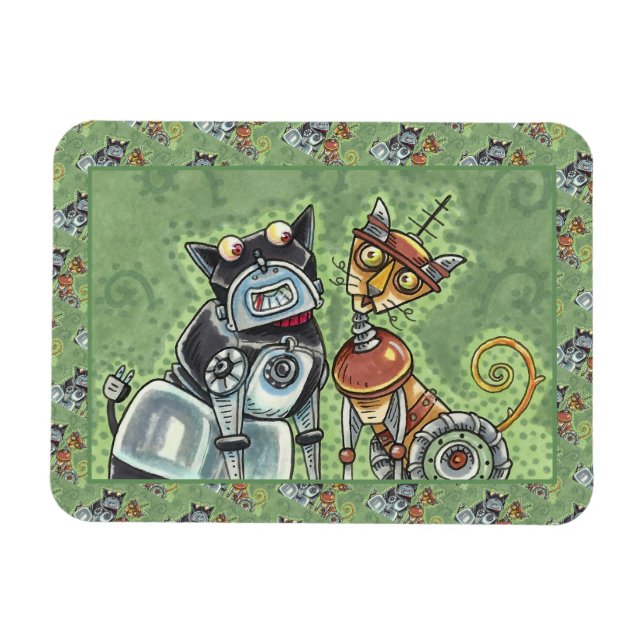 ÍMAN  BULLDOG DE ROBÔ ADORÁVEL E FELINE AMIGO FURIOSO (Horizontal)
