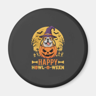 Íman Bulldog engraçado Halloween Feliz Howl-O-Ween Vint