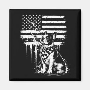 Íman Bulldog Francês Bandeira Americana 4 de Julho Aman