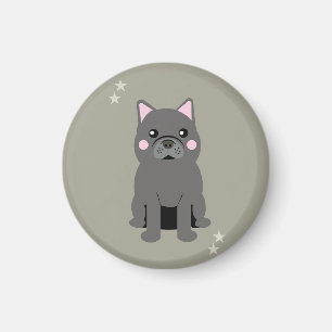 Íman Bulldog Francês Cinza Bochechas Fofas