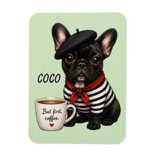 Íman Bulldog Francês com café