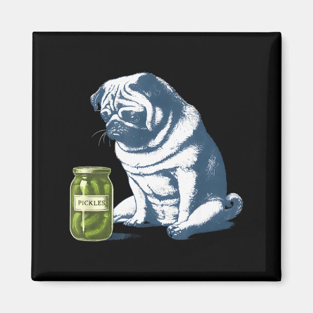 Íman Bulldog francês com pote de picles meme engraçado  (Frente)
