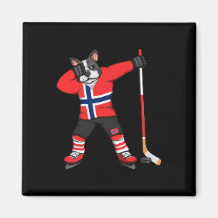 Íman Bulldog Francês Dançando Noruega Fãs de Hóquei no
