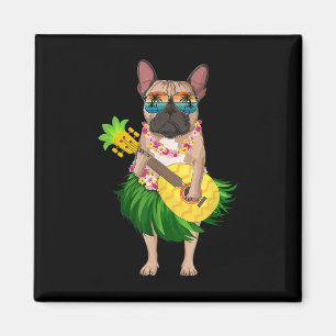 Íman Bulldog Francês Havaiano & Pineapple Ukulele S