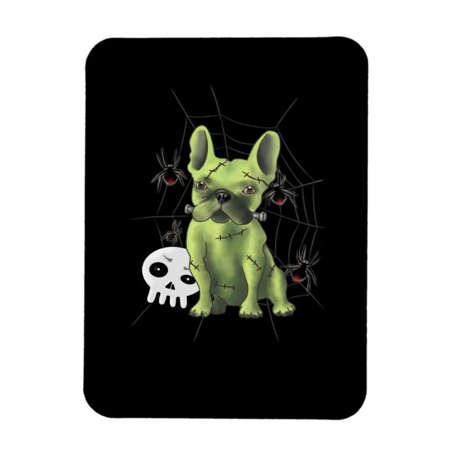 Íman Bulldog Francês Miserável Com Presente De Aranha (Vertical)