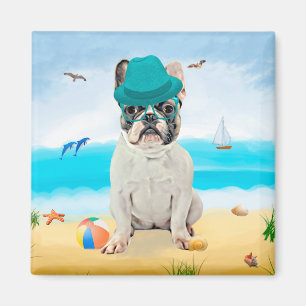 Íman Bulldog francês na praia
