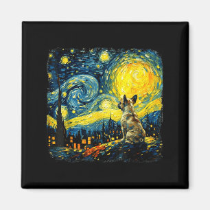 Íman Bulldog Francês Noite Estrelada Van Gogh Mãe de Ca
