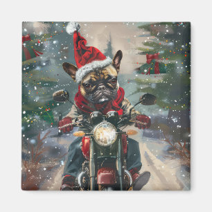 Íman Bulldog Francês Pilotando Moto Natal