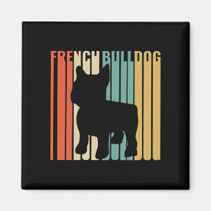 Íman Bulldog francês Retro 1970 Cachorro Silhouette Fre