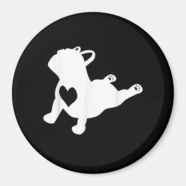 Íman Bulldog Francês Yoga Love Heart Frenchie Workout (Frente)