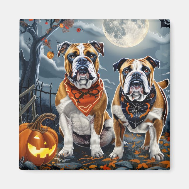 Íman Bulldog Halloween Assustador (Frente)