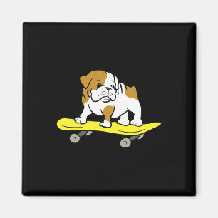 Íman Bulldog Inglês Cachorro Skate Patinador Bulldog