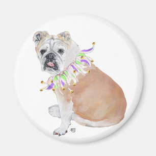 Íman Bulldog Inglês em Colar de Festa