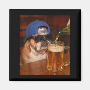 Íman Bulldog Inglês Engraçado Meme Bebendo Cerveja Pai 