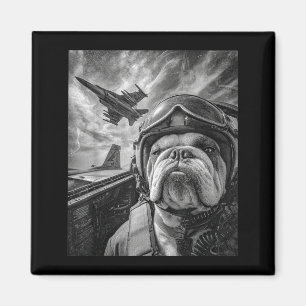 Íman Bulldog Inglês Engraçado Selfie Avião de Combate L