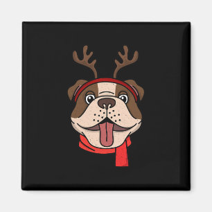 Íman Bulldog Inglês Rena de Natal Galhadas Natal 