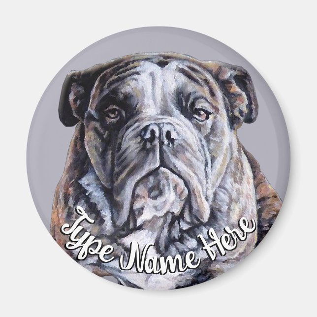 Íman Bulldog Magnet Personalizado Inglês Bulldog Gift (Frente)