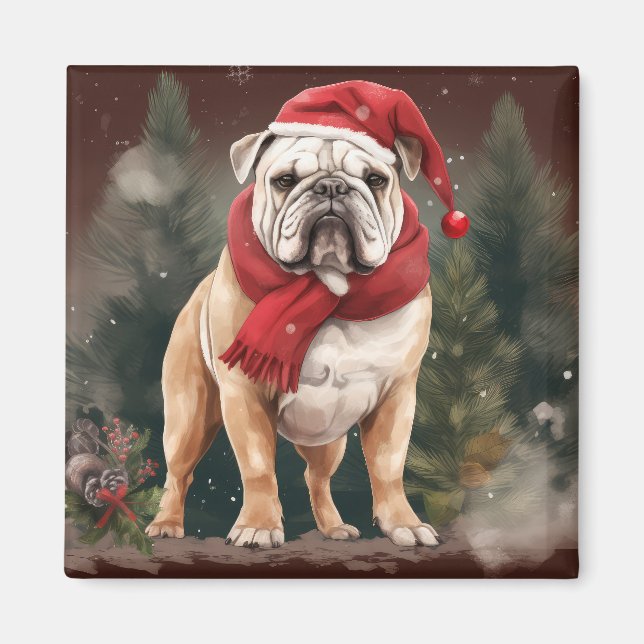 Íman Bulldog na Neve Natal (Frente)