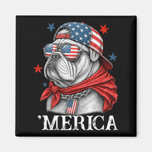 Íman Bulldog Patriota 4 De Julho América Homens Mulhere