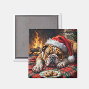 Íman Bulldog Sonolento Dormindo Rápido Chapéu de Papai