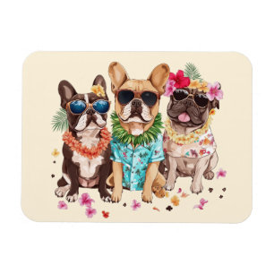Íman Bulldogs Franceses Havaianos Lei de Flores