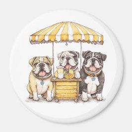 Íman Bulldogs Ingleses Administrando uma Loja de Limona