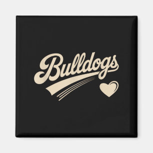 Íman Bulldogs Retrô Coração Vintage para Homens Mulhere