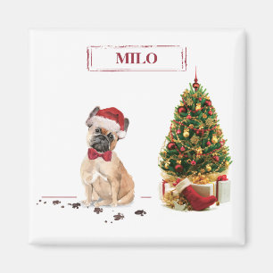 Íman Bulldogue Francês Cachorro de Natal Engraçado com