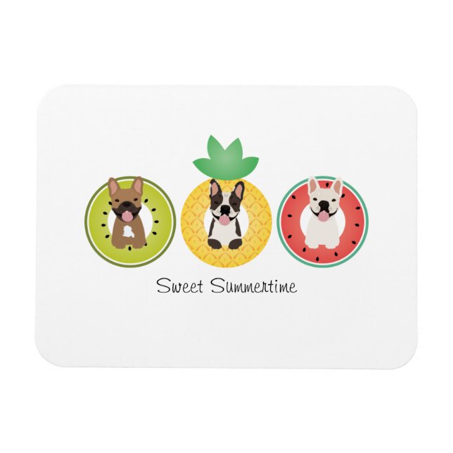 Íman Bulls Franceses Em Fluxos De Piscina De Fruta (Horizontal)