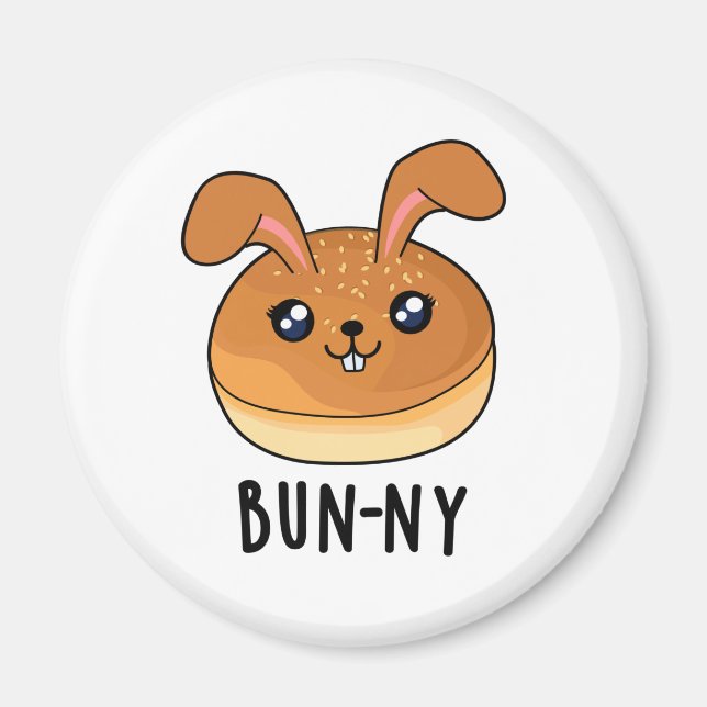 Íman Bun-ny Funny Bunny Rabbit Bun Pun (Frente)
