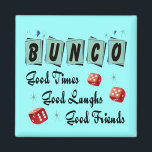 Íman Bunco Retroativo<br><div class="desc">Design com dados vermelhos. Design inclui cores retrorreflectoras 50. Bons amigos,  bons momentos e boas risadas fazem um prêmio ou um presente de excelente.</div>