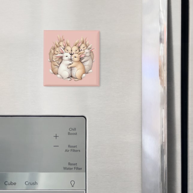 Íman Bunnies Adoráveis numa Ilustração de Abraço de Pas (In Situ (Fridge))