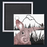 Íman Bunny and Butterfly<br><div class="desc">This image is hand drawn, highlighting this adorable bunny rabbit, though his friend is frolicking in the grass at the moment. Perhaps she's shy. This Creative & Celtic design invites you into the natural magnetism of your other side of style! From the face of whatever you choose, this bunny is...</div>