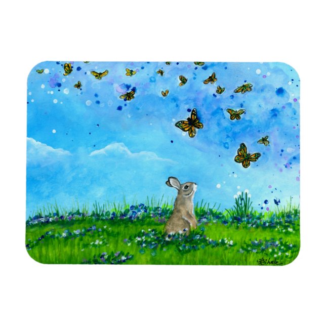 Íman Bunny & Butterflies Magnet por Bihrle (Horizontal)