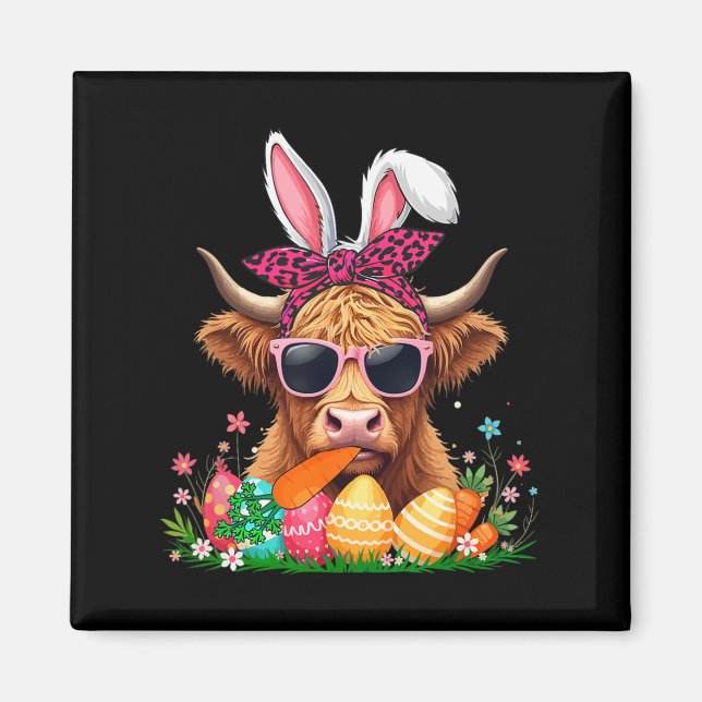 Íman Bunny Cow Arco Tie Comendo Cenoura Ovos De Páscoa  (Frente)