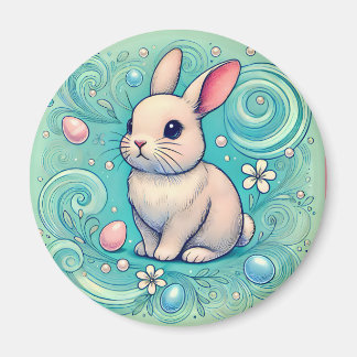 Íman ~ Bunny Magnet ~ Easter eggs & swirls ~