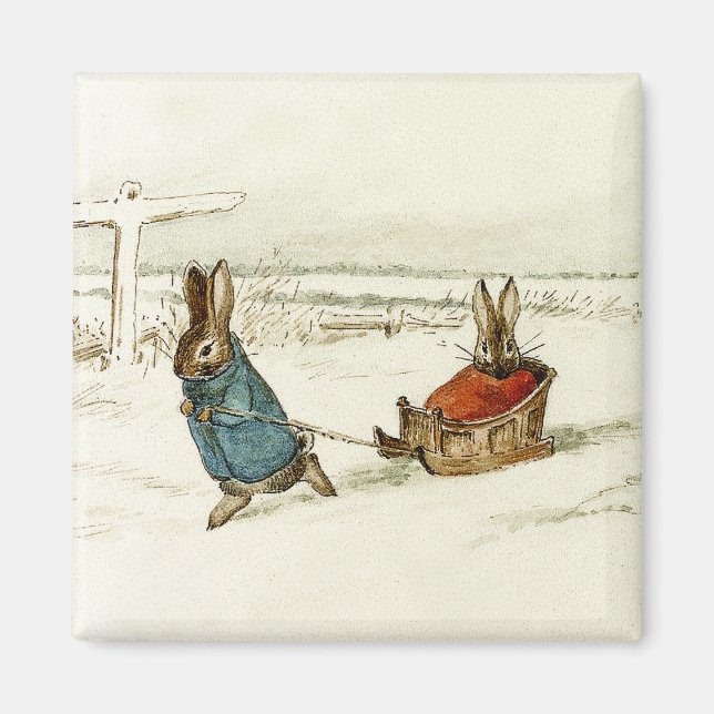 Íman "Bunny Sleigh Ride", por Beatrix Potter (Frente)