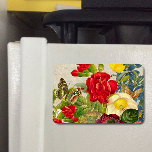 Íman Buquê da flor do vintage com borboletas