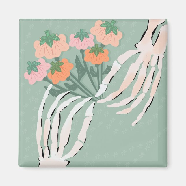 Íman Buquê de Abóbora Esqueleto Festa de Noivado de Hal (Frente)