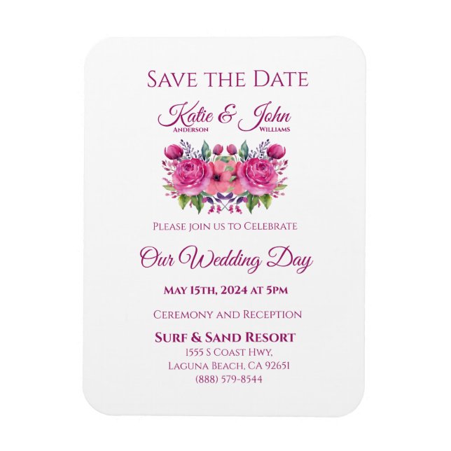 Íman Buquê de Flor de Água - Casamento Salve a Data- (Vertical)