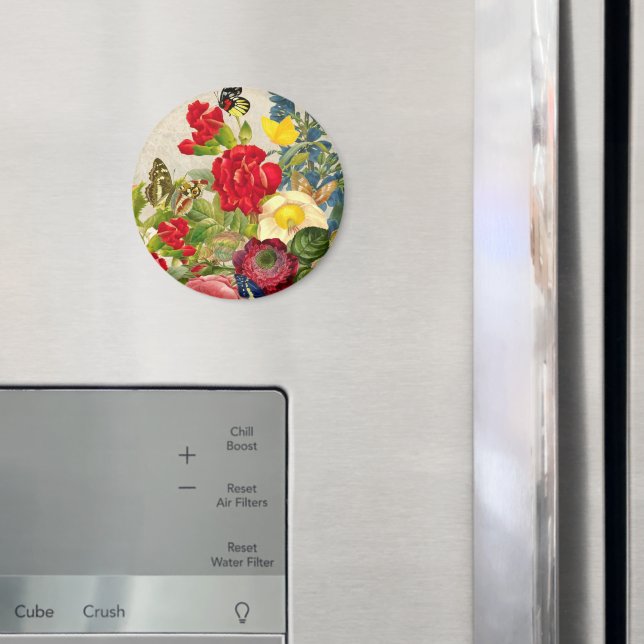Íman Buquê de Flor Vintage com Borboletas (In Situ (Fridge))