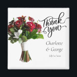 Íman Buquê de Flores Agradecimento Favor de Casamento<br><div class="desc">Buquê de Flores Agradecimento Favor de Casamento
Este design é perfeito para o tema de casamento rústico boho verde e branco. E fácil de personalizar alterando o texto</div>